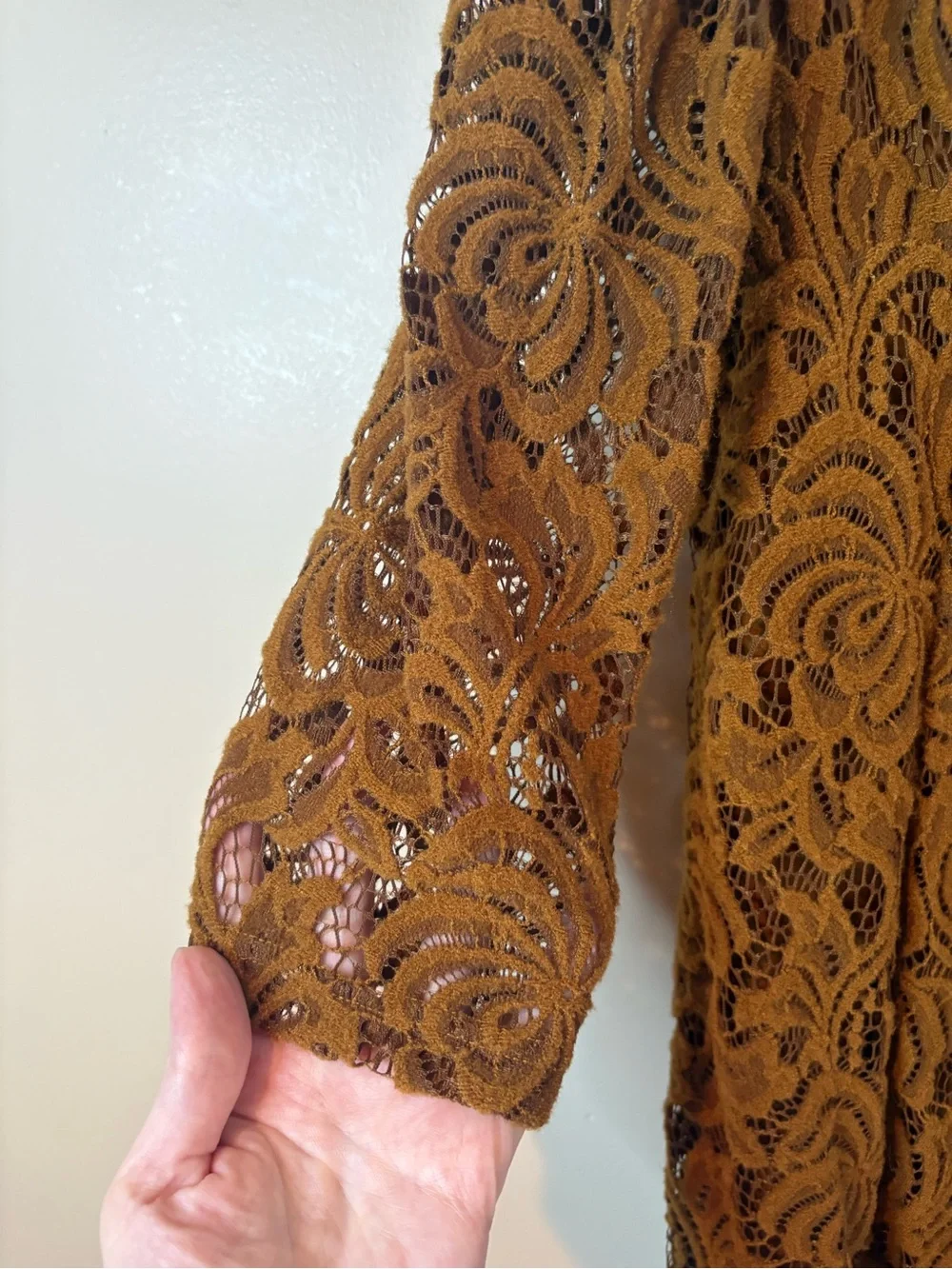 Free People Bronze Dana Lace Bodycon Mini Dress NWOT - Picture 3 of 7